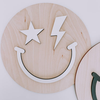 Round Happy Face Sign, Retro Smiley Decor