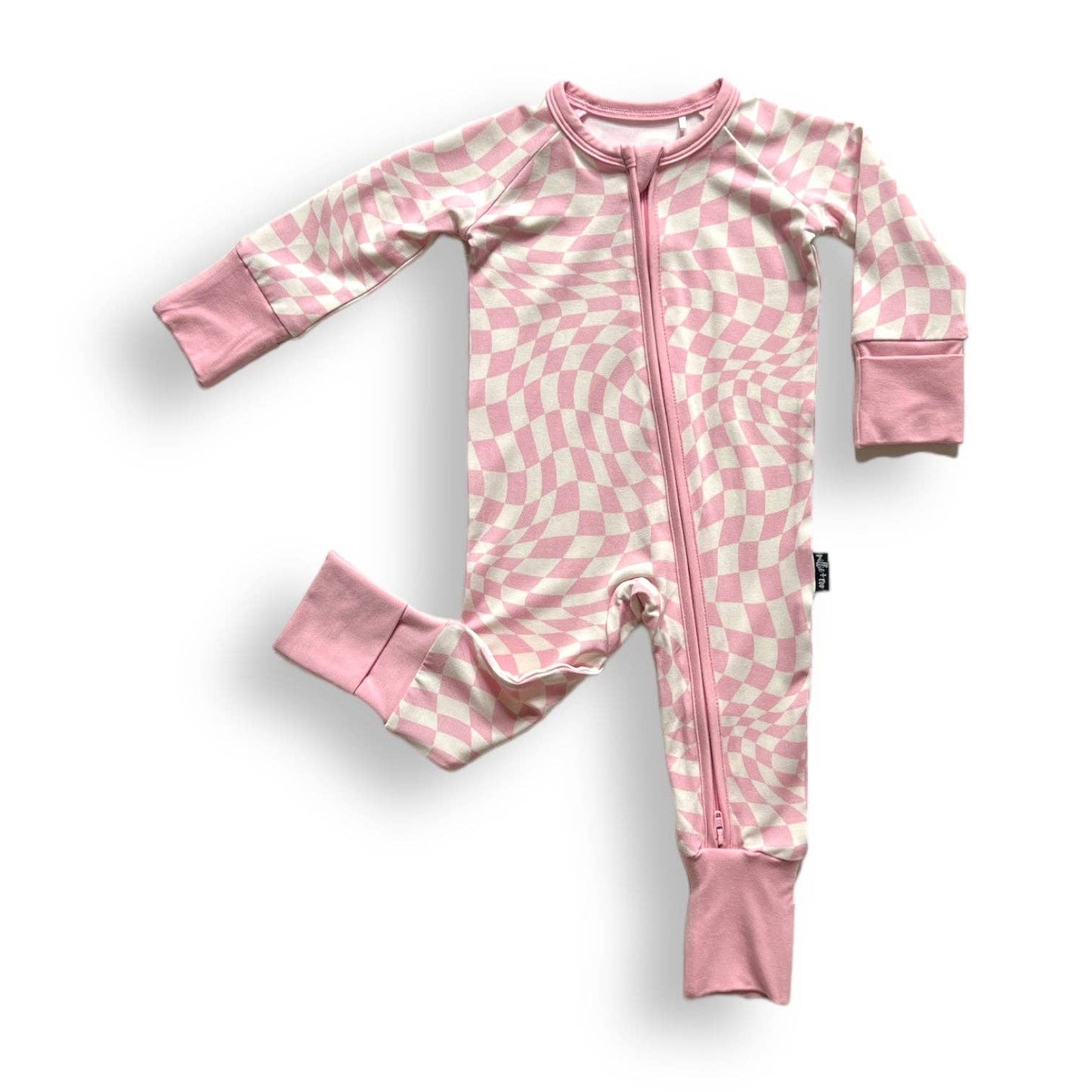 ZIP ROMPER- Pink Dizzy Check