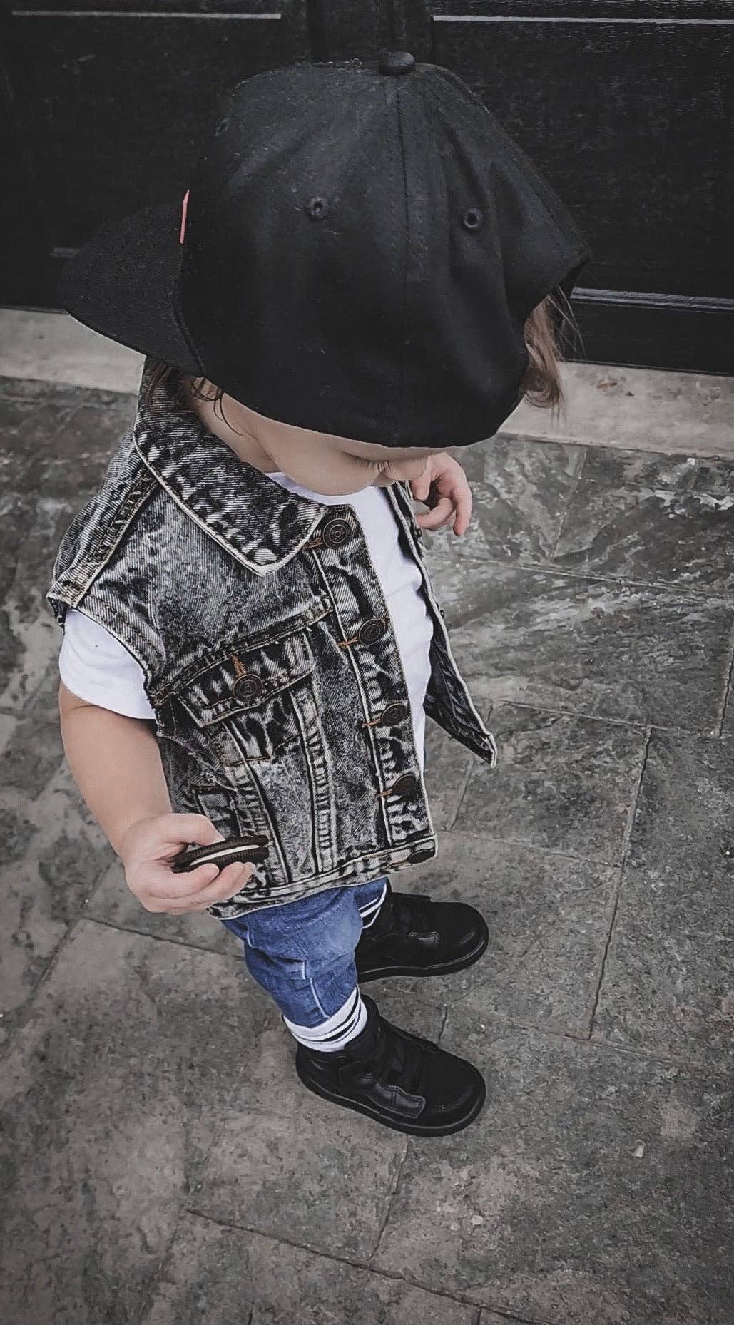 Baby/Kids Black Acid Wash Jean Vest