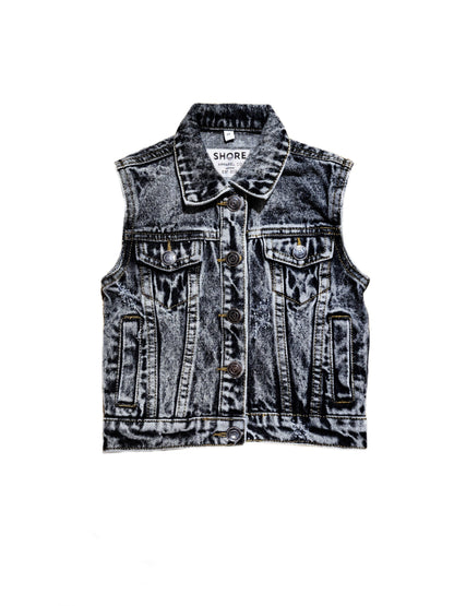 Baby/Kids Black Acid Wash Jean Vest